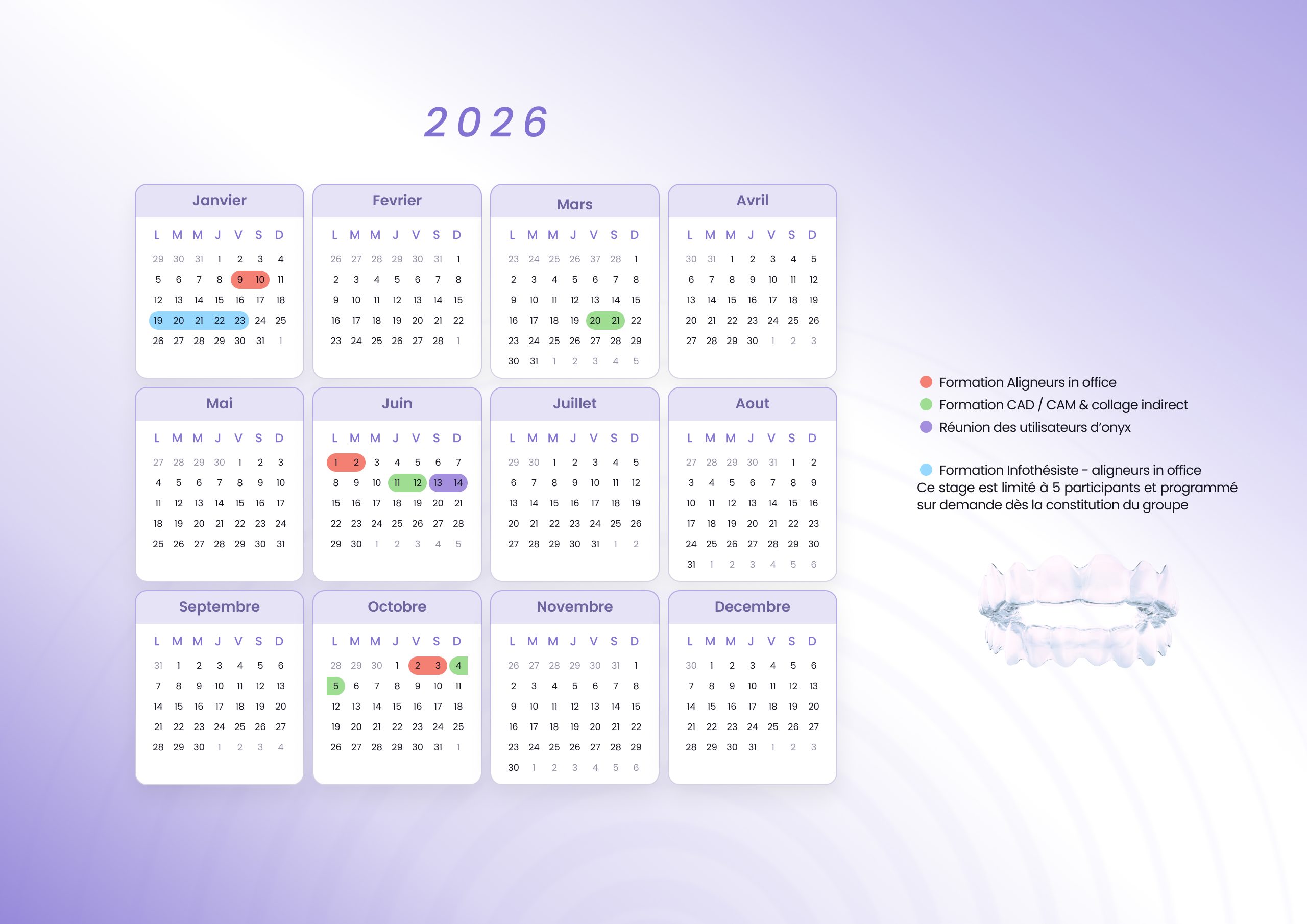 Calendrier des formations 2026